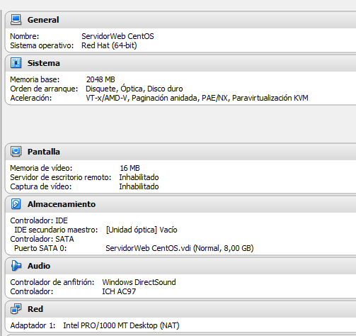 configuracion maquina virtual